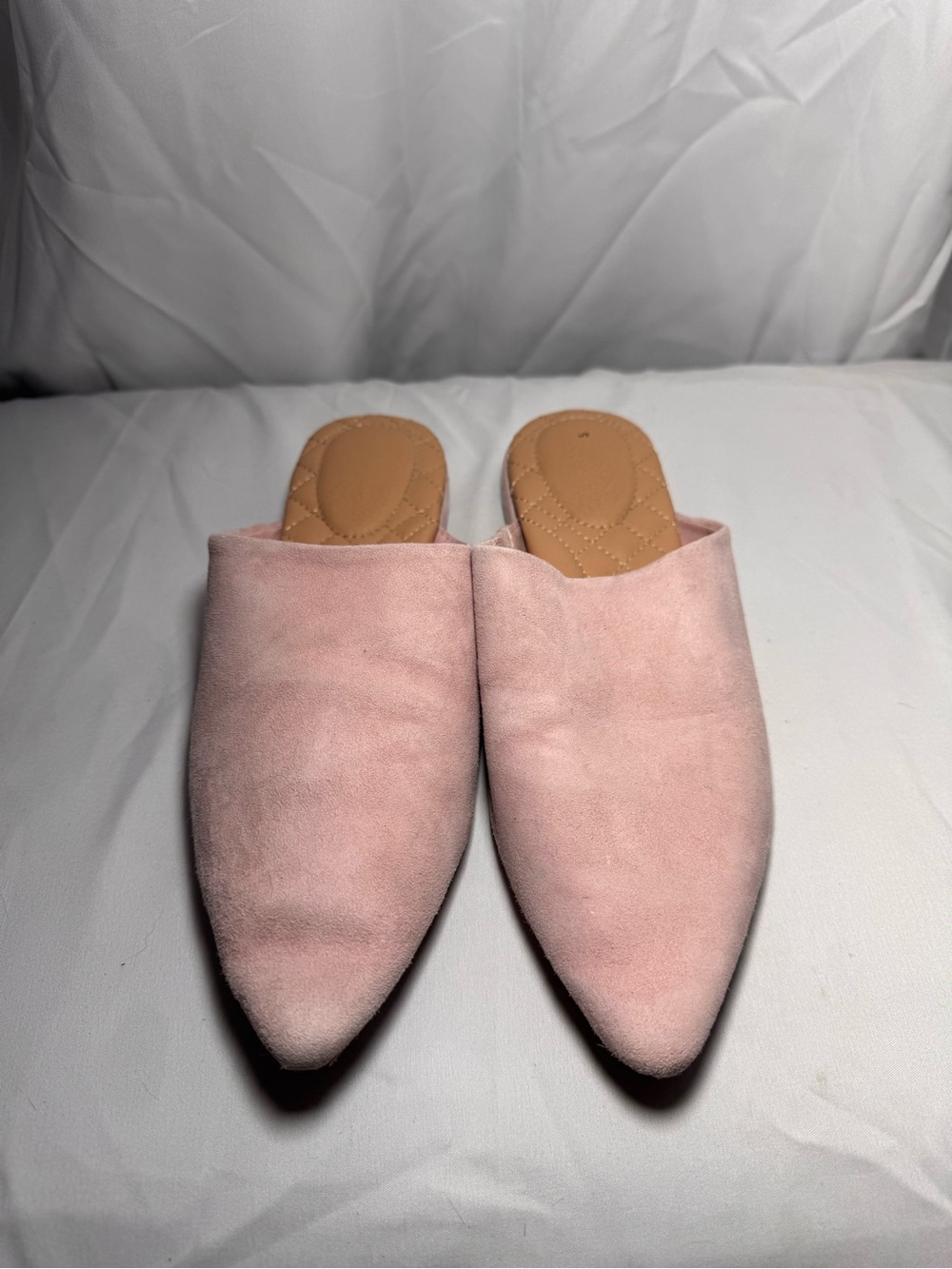Birdies Pink Suede Pointed Slip-On Mules